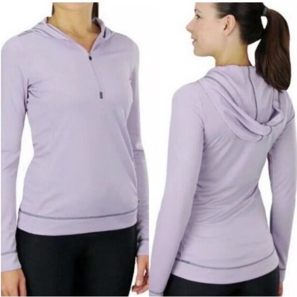 ALO Yoga Lavender Half-Zip Hooded Long Sleeve Top